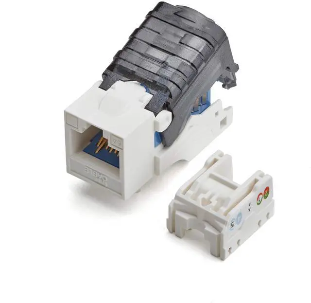 Main image of TRUE CABLE Cat6A Toolless Keystone Jack, Unshielded (UTP), PoE++ (4PPoE) 100W, UL Listed, ETL Verified, ANSI/TIA Certified, Modular RJ45 Female, White, 12 Pack