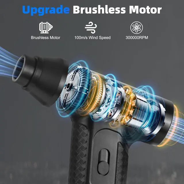 Alt view image 3 of 5 - Compressed Air Duster - 300000RPM Electric Air Duster Super Powerful - Cordless Handheld Air Blower, Adjustable Mini Dust Blower for Computer, Keyboard, Outdoor, Home, Gift for Men