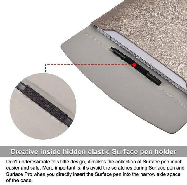 Alt view image 3 of 5 - xisiciao, Surface Pro 11th/10/9/8/7/6/5/4/Pro X Sleeve case, for Microsoft 12-12.3-13 Inch Tablet Waterproof Ultrathin Carrying Cover with Small Bag (Pale Gold)