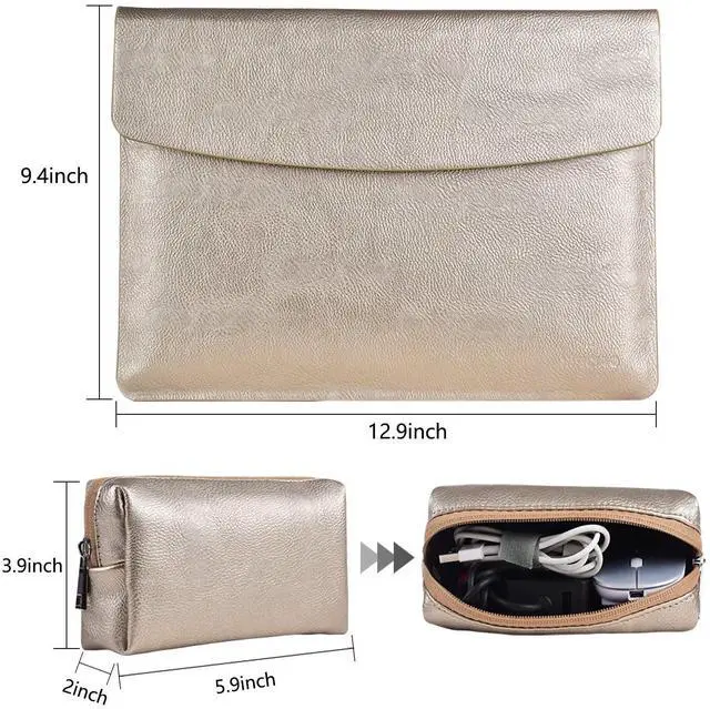 Alt view image 5 of 5 - xisiciao, Surface Pro 11th/10/9/8/7/6/5/4/Pro X Sleeve case, for Microsoft 12-12.3-13 Inch Tablet Waterproof Ultrathin Carrying Cover with Small Bag (Pale Gold)