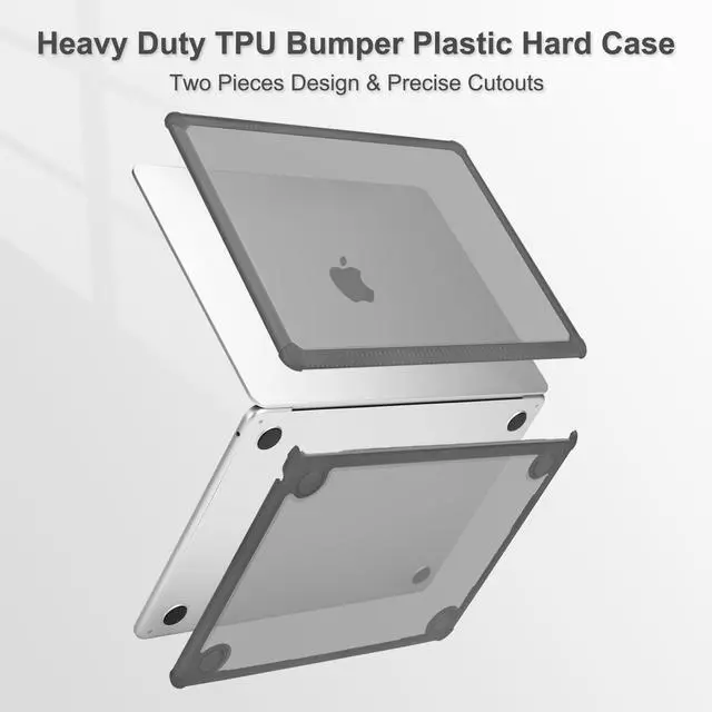 Alt view image 4 of 5 - MOSISO Compatible with MacBook Air 13 inch Case 2025 2024 2023 2022 M4 A3240 M3 A3113 M2 A2681,Anti-Cracking Heavy Duty TPU Bumper Hard Case&Keyboard Skin&ScreenFilm for MacBook Air 13.6, Smoke Gray