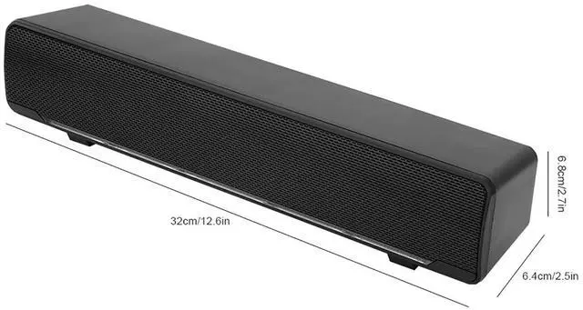 Alt view image 2 of 5 - Estink PC Soundbar, Plastic USB Wired Stereo Soundbar Music Player Bass Surround Sound Box with 3.5mm Input for Desktop Laptop Tablet PC Smartphones, 12.6 x 2.5 x 2.7inch (Black)