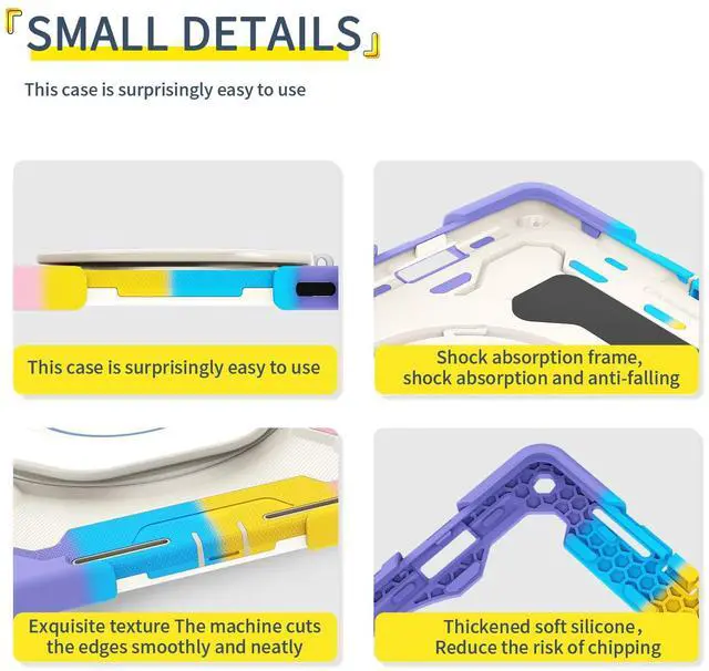 Alt view image 3 of 5 - nincyee Tablet Silicone Case for Xiaomi Pad 6S Pro 12.4",Shockproof Case with Pencil Holder,Shoulder Strap,Rotating Large Ring Hanging Kickstand for Kids