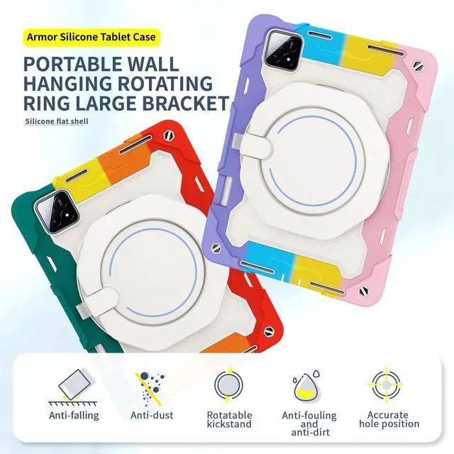 Alt view image 2 of 5 - nincyee Tablet Silicone Case for Xiaomi Pad 6S Pro 12.4",Shockproof Case with Pencil Holder,Shoulder Strap,Rotating Large Ring Hanging Kickstand for Kids