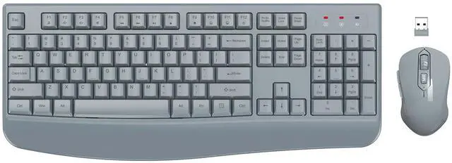 Main image of Wireless Keyboard and Mouse Combo, EDJO 2.4G Full-Sized Ergonomic Computer Keyboard with Wrist Rest and 3 Level DPI Adjustable Wireless Mouse for Windows, Mac OS Desktop/Laptop/PC(Grey)