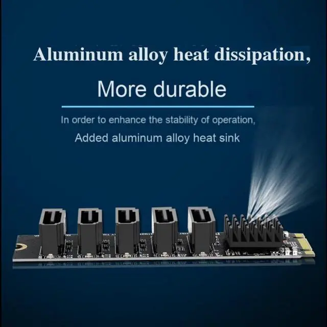 Alt view image 3 of 5 - ChenYang M.2 B+M-Key NGFF to 5 SATA 3.0 Port Multiplier Extension Card Adapter for Motherboard SATA Hard Drive Port Extension JMB575 Chipset