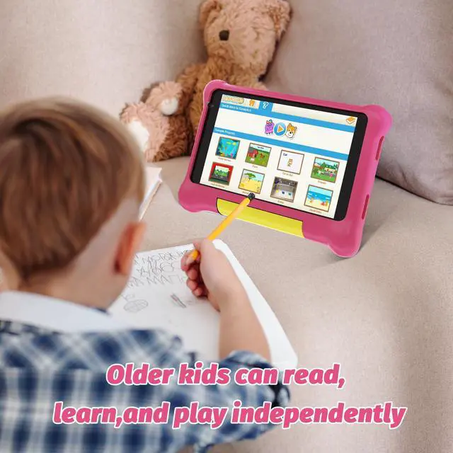 Alt view image 4 of 5 - URAO Kids Tablet, Android Tablet for Kids 7 inch Quad-Core with Case, 32GB 128GB TF Card Expandable for Toddler Children, Parental Control, Dual Camera, WiFi,Gift