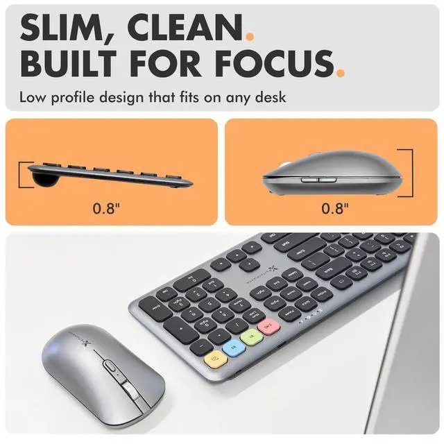 Alt view image 4 of 5 - X9 Wireless Bluetooth Keyboard and Mouse Combo (Bluetooth, 2.4Ghz, USB C Wired) - Multi-Device Rechargeable Slim Keyboard and Mouse for Laptop, Windows, PC, Mac, iPad iOS, Android