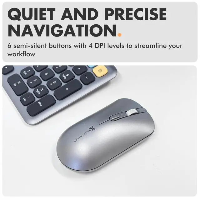 Alt view image 5 of 5 - X9 Wireless Bluetooth Keyboard and Mouse Combo (Bluetooth, 2.4Ghz, USB C Wired) - Multi-Device Rechargeable Slim Keyboard and Mouse for Laptop, Windows, PC, Mac, iPad iOS, Android