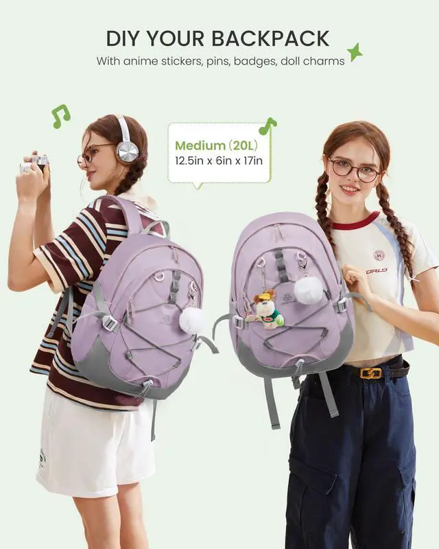 Alt view image 2 of 5 - LOVEVOOK School Backpack for Teen Girls, Waterproof Student Backpack Purse, Cute Kid Bookbag with Chest Strap, Back to School Backpacks Fit 15.6 Inch Laptop, College Travel Back Pack Casual Daypack