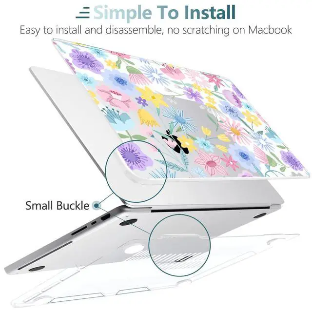 Alt view image 3 of 5 - TWOLSKOO for MacBook Pro 16 inch Case M4 A3403 A3186 M3 A2991 M2 A2780 M1 A2485 (2024-2021) Pro/Max, Plastic Hard Shell & Keyboard Cover & Type C Adapter & Screen Protector, Spring Blooms