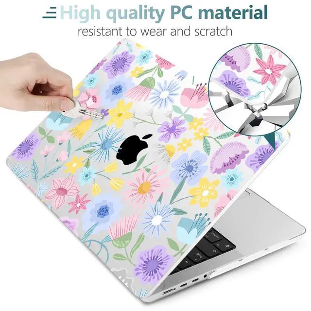 Alt view image 4 of 5 - TWOLSKOO for MacBook Pro 16 inch Case M4 A3403 A3186 M3 A2991 M2 A2780 M1 A2485 (2024-2021) Pro/Max, Plastic Hard Shell & Keyboard Cover & Type C Adapter & Screen Protector, Spring Blooms