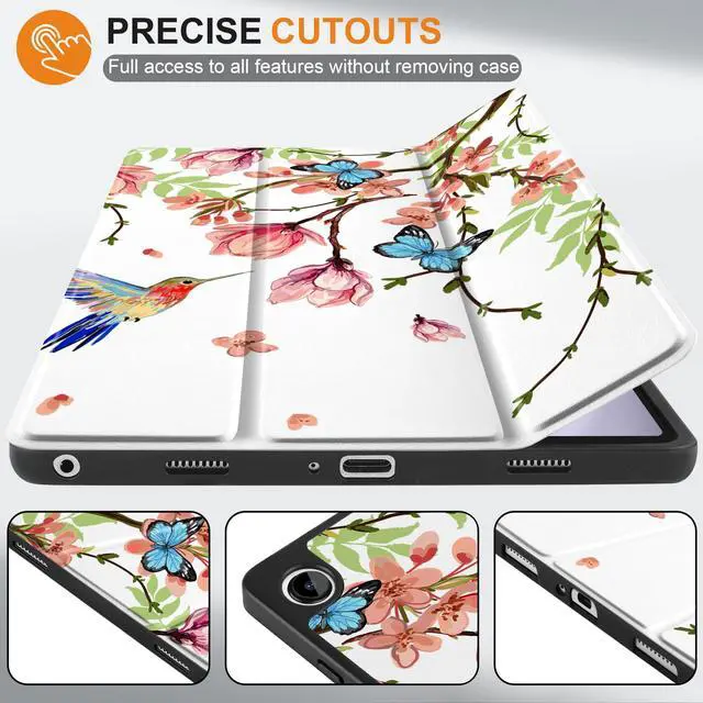 Alt view image 2 of 5 - MEEgoodo Case for Samsung Galaxy Tab A9 Plus 11 inch Cover 2024 2023 with S Pen Holder, A9+ Smart Tablet Cases with Leather Trifold Stand+Soft TPU Back Shell+Smart Auto Wake/Sleep, Birds & Flowers