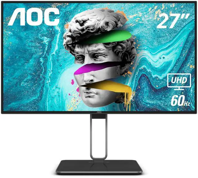 Main image of AOC U27U2DP 27" 4K Frameless Monitor, UHD 3840 x 2160, KVM, RJ45, USB-C Docking, Height Adjustable Stand