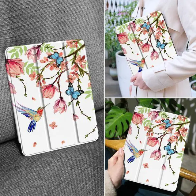 Alt view image 5 of 5 - MEEgoodo Case for Samsung Galaxy Tab A9 Plus 11 inch Cover 2024 2023 with S Pen Holder, A9+ Smart Tablet Cases with Leather Trifold Stand+Soft TPU Back Shell+Smart Auto Wake/Sleep, Birds & Flowers