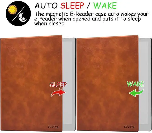 Alt view image 5 of 5 - GOVTVA Magnetic Stand Case for Onyx Boox Tablet Go 10.3 (2024 Released) Ultra-Thin Lightweight Leather Cover with Magnetic Pen Buckle, Auto Sleep/Wake, Magnetic Closure (Brown)