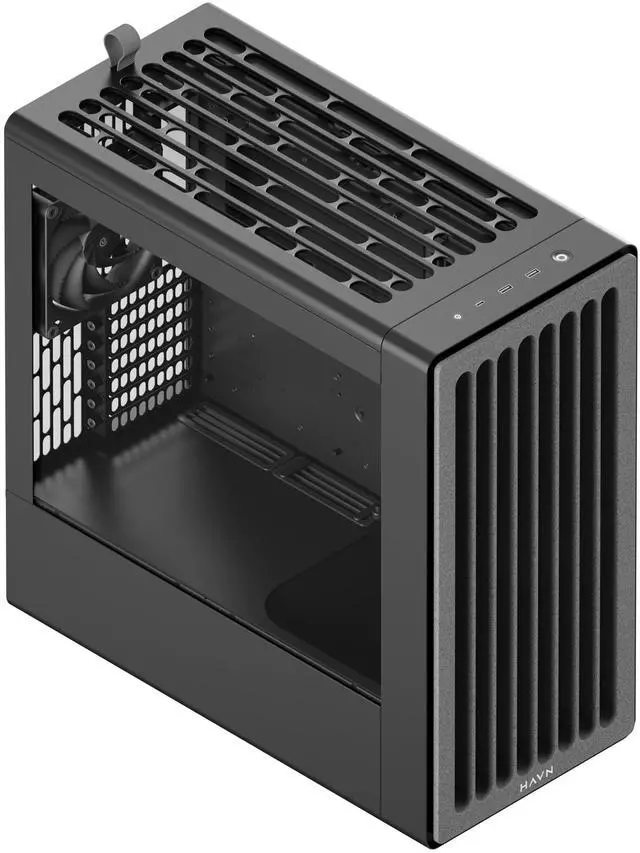 Alt view image 5 of 5 - HAVN BF 360 Flow High Airflow ATX Mid Tower PC Case, Semi-Open SGCC Steel Frame, SimpliCable Cable Management, 2X 180mm Fan, 1x 140mm Fan 360mm Radiator Mounts, Magnetic Panels  Black