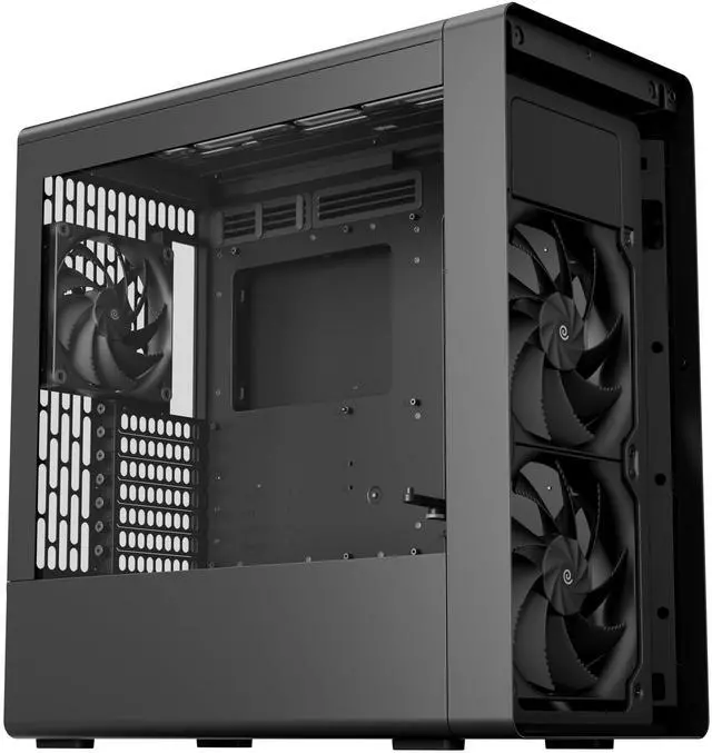 Alt view image 3 of 5 - HAVN BF 360 Flow High Airflow ATX Mid Tower PC Case, Semi-Open SGCC Steel Frame, SimpliCable Cable Management, 2X 180mm Fan, 1x 140mm Fan 360mm Radiator Mounts, Magnetic Panels  Black