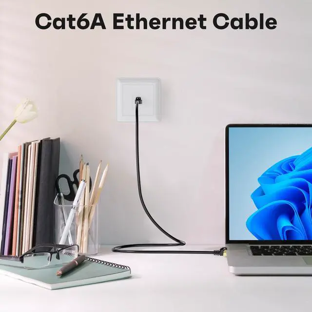 Alt view image 2 of 5 - Mygatti Cat6A Ethernet Cables 100 FT, Snagless CAT6 RJ45 10Gbps Ethernet Cable, FTP Shielded Ethernet Patch Cord, Cat6 Internet Network LAN Cable, Oxygen-Free Copper, Cat 6 Cable, Gold-Plated Plug