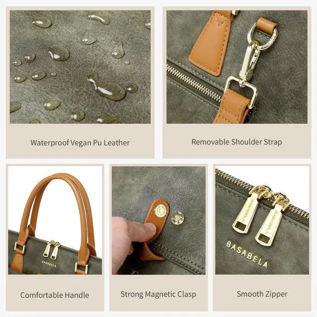 Alt view image 5 of 5 - Tie Dye Green Handmade 16inch Laptop Vegan Leather Briefcase Tote Bags for Women Men Work 2025, Large 19L Stylish Business Computer Office Shoulder Handbags with Wristlet Wallet, Waterproof Luxury Bag