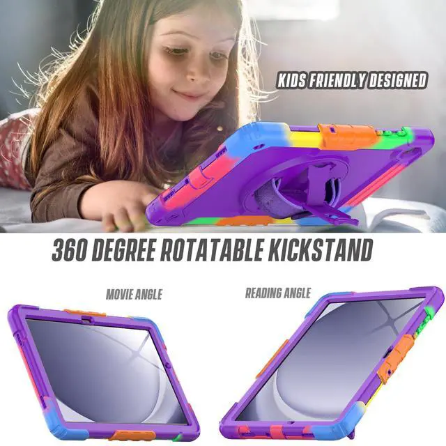 Alt view image 3 of 5 - Herize Case for Tab A9 Plus 11 Inch with Screen Protector | SM-X210/X215/X216 Case for Kids Girls | Shockproof Rugged Protective Cover with Stand Hand Grip Shoulder Strap for Samsung Galaxy Tab A9+