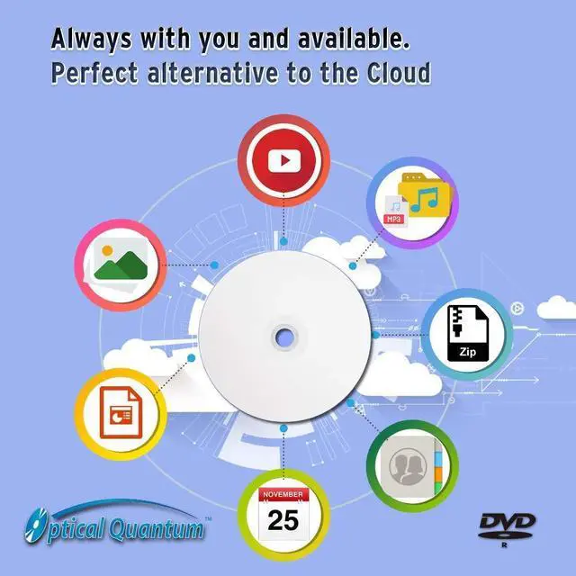 Alt view image 5 of 5 - Optical Quantum DVD-R 4.7GB 16X White Inkjet Printable Hub Printable  100pk Cake Box (FFP), 100 Discs