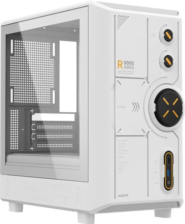 Main image of ALSEYE Rams2.0 Mid Tower PC Case Micro-ATX/ITX MATX Tempered Glass Side Panel, ARGB Control Dust Filters Support 180mm CPU Cooler/305mm GPU/160mm PSU 6x120mm Fans 240mm Top Radiator (White)