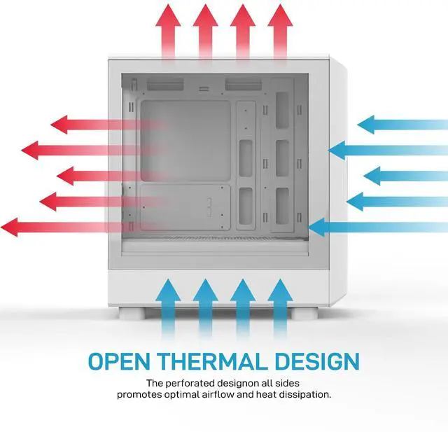 Alt view image 5 of 5 - ALSEYE Rams2.0 Mid Tower PC Case Micro-ATX/ITX MATX Tempered Glass Side Panel, ARGB Control Dust Filters Support 180mm CPU Cooler/305mm GPU/160mm PSU 6x120mm Fans 240mm Top Radiator (White)