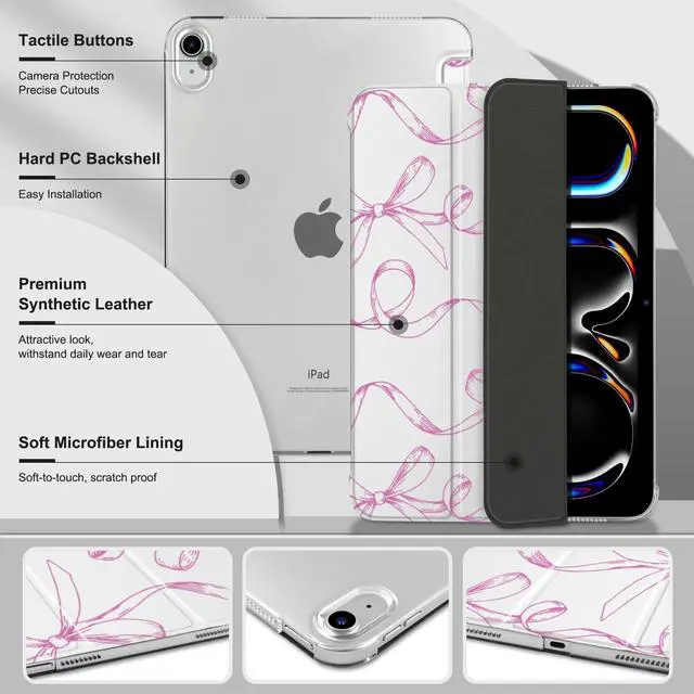 Alt view image 4 of 5 - MecBevia Case for iPad (A16) 11th Generation 11 Inch (2025), iPad 10th Generation 10.9 Inch (2022), Hard PC Back Cover, Auto Wake/Sleep, Sparkly Bows