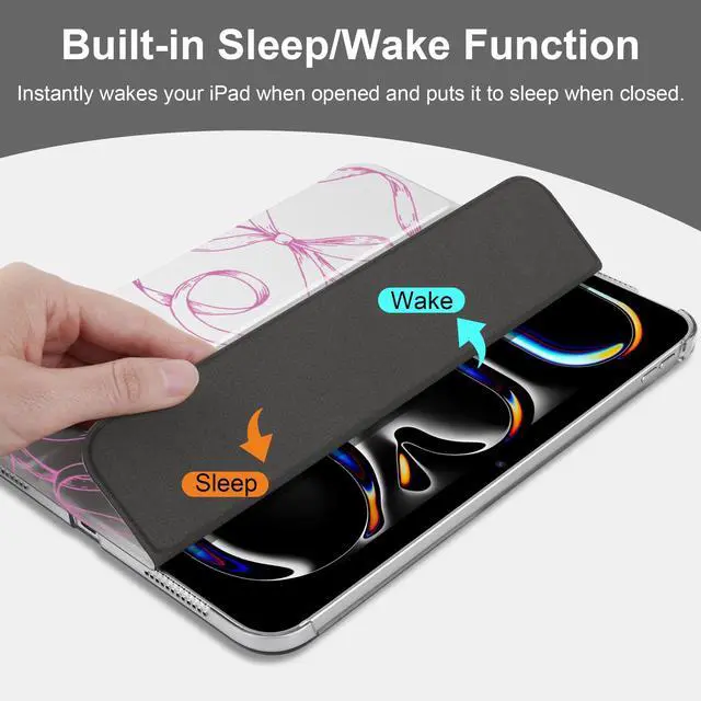 Alt view image 5 of 5 - MecBevia Case for iPad (A16) 11th Generation 11 Inch (2025), iPad 10th Generation 10.9 Inch (2022), Hard PC Back Cover, Auto Wake/Sleep, Sparkly Bows