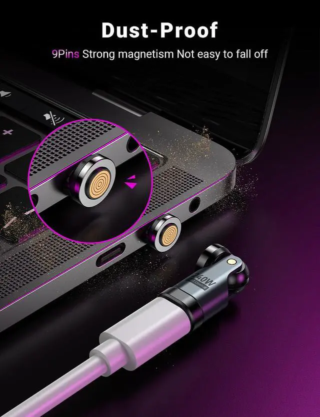 Alt view image 4 of 5 - USB C Magnetic Adapter PD 240W(3Pack), 9PIN USB C 90 Degree Adapter/C Right Angle Adapter/180 Degree C Connector/C to C Adapters for 1Phone 17/16/15, Ma-Book Pro/1Pad Series, Samsung Galaxy Series