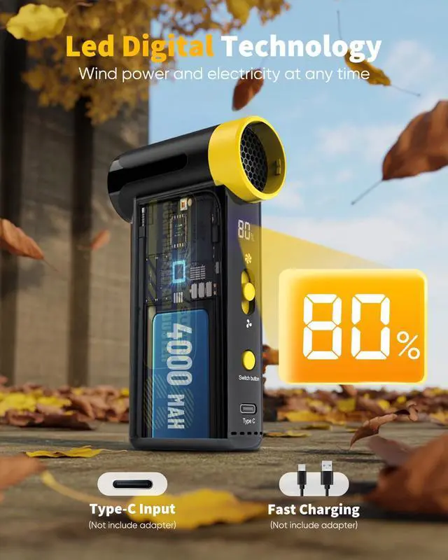 Alt view image 3 of 4 - NEVERLAND Compressed Air Duster - 240000RPM Electric Duster, 8-Gear Rechargeable Air Blower, Replace Canned Air, Cordless Mini Turbo Fan Jet Blower for Computer, Keyboard, Home, Car Cleaning & Outdoor