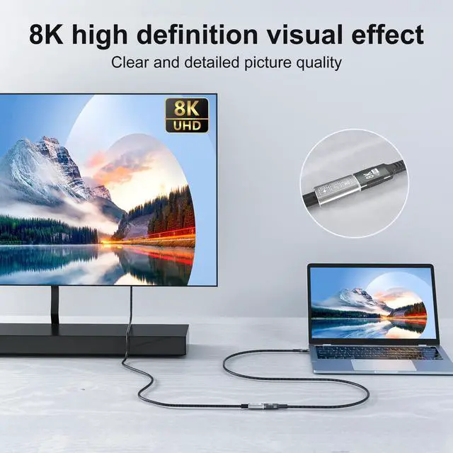 Alt view image 3 of 5 - KMMXXCPM USBC Extension Cable Long 10FT,Compatible with Thunderbolt 5 Extender 40Gbps Data Transfer, USB c Male to USB c Female Cable, 8K Display/PD 240W, for Thunderbolt 4/3/USB 5/4/SSD,eGPU.