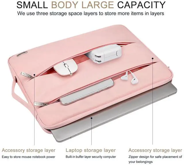 Alt view image 2 of 5 - Voova 15.6 16 Inch Laptop Sleeve Case Compatible with MacBook Pro 16 M1/M2/M3/M4 Max 2019-2025, 15.6-16 Hp Lenovo Acer Asus, Waterproof Slim Computer Bag Cover with Handle, Pink