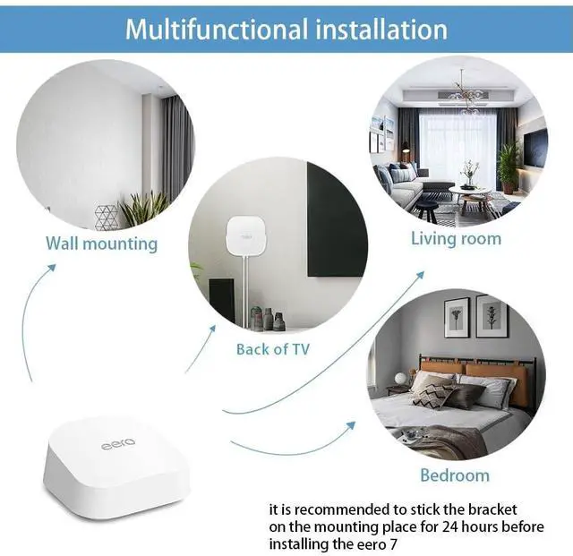 Alt view image 5 of 5 - Huafly 3Pcs Screwless Wall Mount Bracket for eero 7 WiFi, VHB Stick On Holder, Strong Adhesive Holder, No Tools No Drilling No Hole-White (eero 7 Mount,3Pcs)