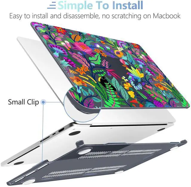 Alt view image 5 of 5 - MEEgoodo Case for M4 MacBook Pro 16 inch Case 2024 2023 2021, Fit Model A3403/A3186/A2991/A2780/A2485 M3 M2 M1 Pro/Max Chip, Laptop Shell with Keyboard & Camera Cover, Bright Flowers & Tropic Leaves