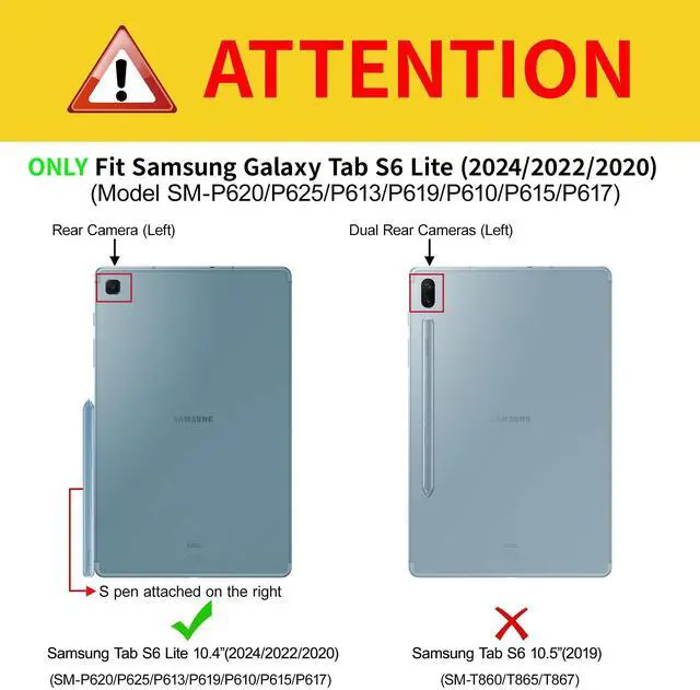 Alt view image 2 of 5 - May Chen for Samsung Galaxy Tab S6 Lite Case 10.4 Inch 2024/2022/2020 - Built-in Pencil Holder with Shockproof Cover Clear Transparent Back Shell Auto Wake/Sleep, Wild Flowers