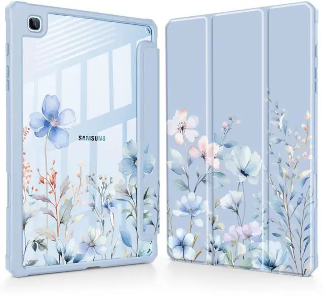 Main image of May Chen for Samsung Galaxy Tab S6 Lite Case 10.4 Inch 2024/2022/2020 - Built-in Pencil Holder with Shockproof Cover Clear Transparent Back Shell Auto Wake/Sleep, Wild Flowers