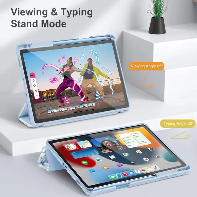 Alt view image 5 of 5 - May Chen for Samsung Galaxy Tab S6 Lite Case 10.4 Inch 2024/2022/2020 - Built-in Pencil Holder with Shockproof Cover Clear Transparent Back Shell Auto Wake/Sleep, Wild Flowers