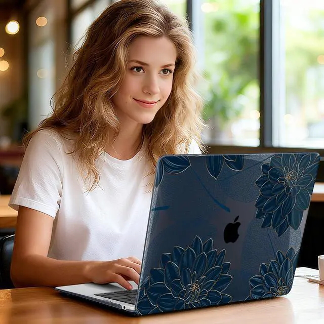 Alt view image 2 of 5 - Yebiseven for M1 MacBook Air 13 inch Case 2021 2020 2019 2018 Model A2337/A2179/A1932, Laptop Hard Shell Case with Keyboard Cover & Trackpad Protector & 2 OTG Adapters, Flower Dahlia