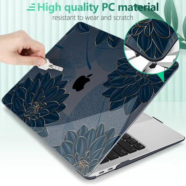Alt view image 5 of 5 - Yebiseven for M1 MacBook Air 13 inch Case 2021 2020 2019 2018 Model A2337/A2179/A1932, Laptop Hard Shell Case with Keyboard Cover & Trackpad Protector & 2 OTG Adapters, Flower Dahlia