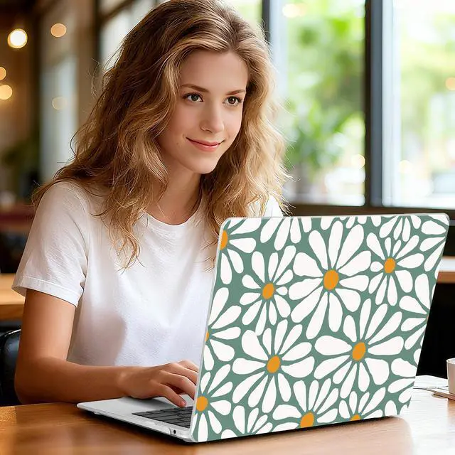 Alt view image 2 of 5 - Yebiseven for M1 MacBook Air 13 inch Case 2021 2020 2019 2018 Model A2337/A2179/A1932, Laptop Hard Shell Case with Keyboard Cover & Trackpad Protector & 2 OTG Adapters, Daisy Flowers