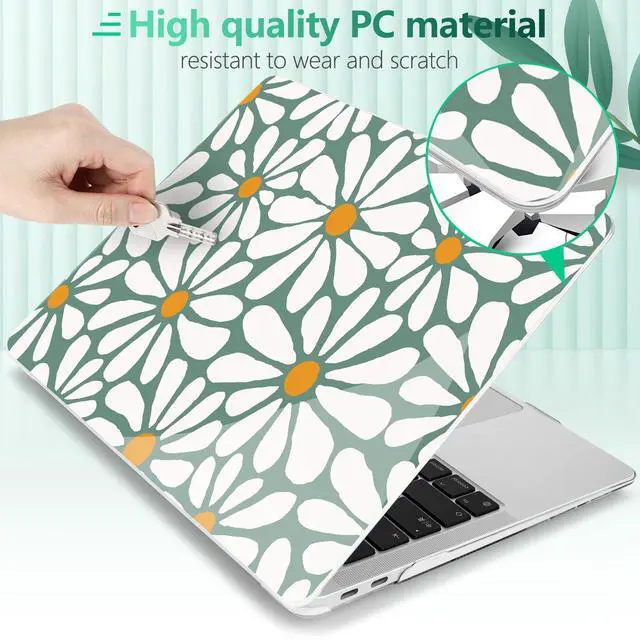 Alt view image 5 of 5 - Yebiseven for M1 MacBook Air 13 inch Case 2021 2020 2019 2018 Model A2337/A2179/A1932, Laptop Hard Shell Case with Keyboard Cover & Trackpad Protector & 2 OTG Adapters, Daisy Flowers