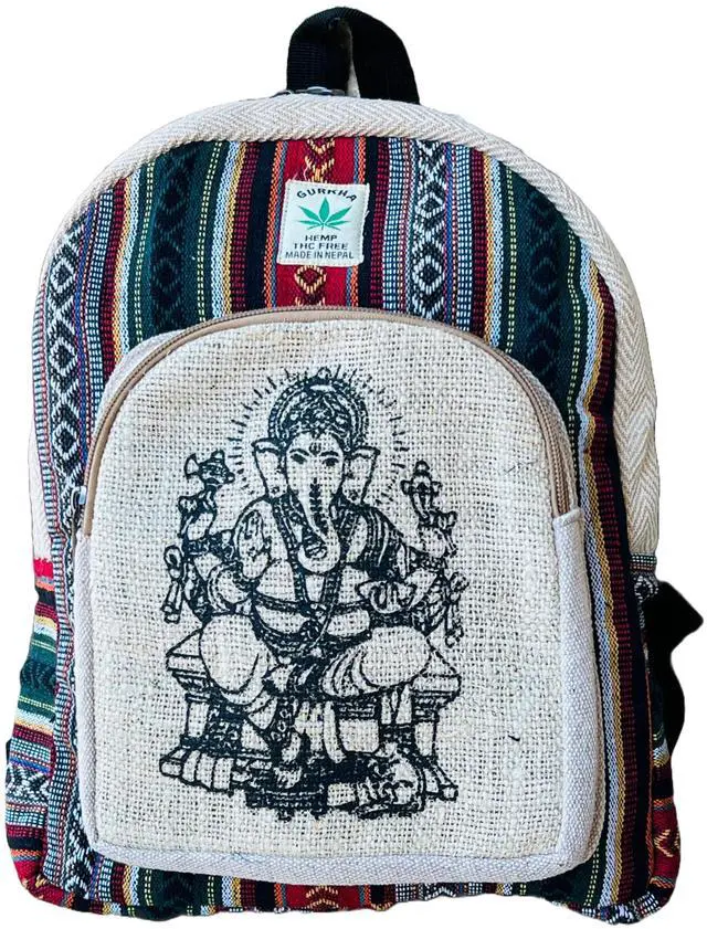 Main image of Gurkha Handmade Himalayan Hemp Backpack 14 IN Hippie, Festival, Hiking & Laptop Backpack - Handmade In Mt. Everest Country Nepal