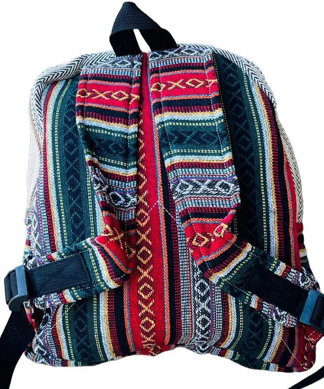 Alt view image 2 of 2 - Gurkha Handmade Himalayan Hemp Backpack 14 IN Hippie, Festival, Hiking & Laptop Backpack - Handmade In Mt. Everest Country Nepal