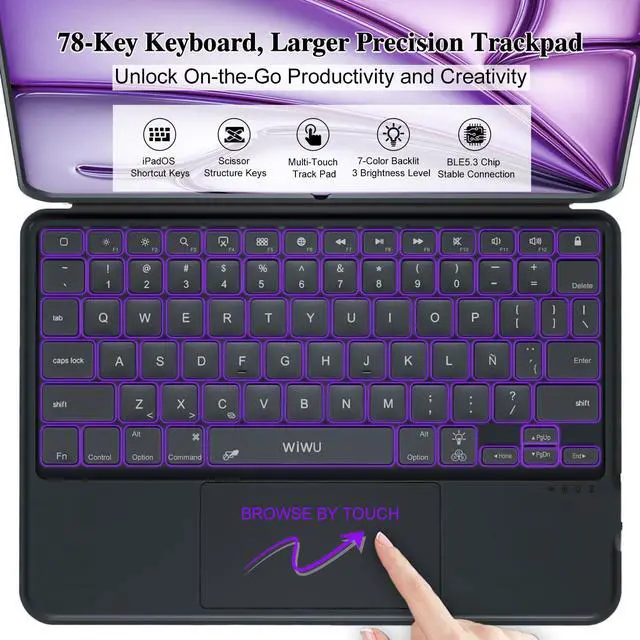 Alt view image 5 of 5 - iPad Keyboard Case for iPad Air 13 inch (M3 M2 2025 2024),Pro 12.9 inch 6/5/4/3rd Gen,Flex Magnetic Detachable Bluetooth Keyboard with Trackpad,Springy Backlit Keys,Slim iPad Case with Stand (Black)