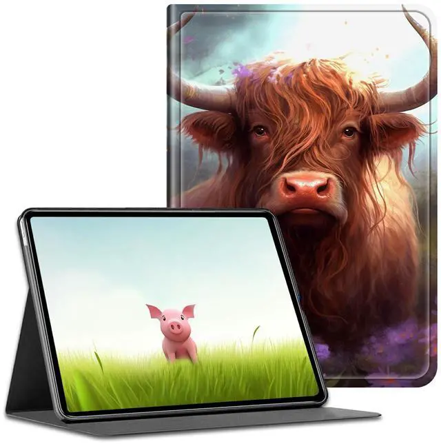 Main image of BEOTIWAD for 10.1" Amazon Fire HD 10 Tablet (13th/11th Generation, 2023/2021 Release),PU Leather Multi-Angle Anti Slide Stand Cases with Auto Wake/Sleep,Cow with Purple Flowers