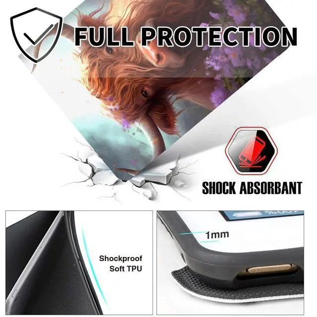 Alt view image 4 of 5 - BEOTIWAD for 10.1" Amazon Fire HD 10 Tablet (13th/11th Generation, 2023/2021 Release),PU Leather Multi-Angle Anti Slide Stand Cases with Auto Wake/Sleep,Cow with Purple Flowers