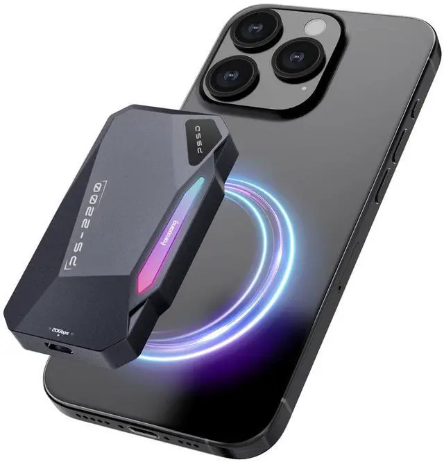 Main image of 500GB Magnetic Portable SSD,2050MB/s Type-C USB 3.2 Gen 2x2 External SSD,4K ProRes Record and Store,Aluminum alloy,RGB Touch Lighting,External Solid State Drive for iPhone15/16/Android/PC/Mac -PS2200