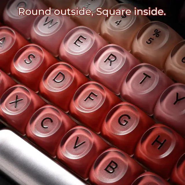 Alt view image 5 of 5 - OHY PBT Keycaps, XVX Berry Kiss Theme Red Jelly HOA Profile Key Cap, 132-Key Cute Custom Keycaps (for Mechanical Keyboards with Cherry/Gateron MX Switches)-Lipstick